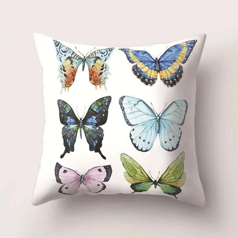 European Color Butterfly Print Sofa Cushion Cover Pillowcase Home Party Car Bedding