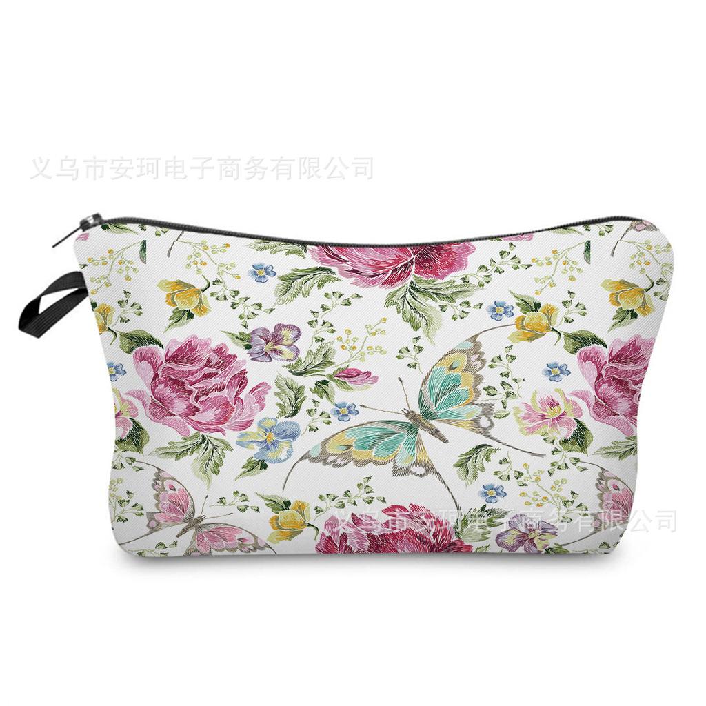 Women Flower Print Cosmetic Bag Toiletries Organize Travel Storage Case 6662
