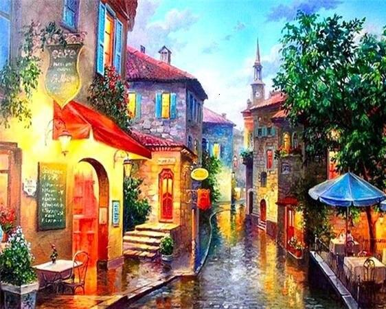 5D DIY Diamond Painting Street Mosaic Sale Diamond Embroidery House Landscape Rhinestone Art Home Decor Gift