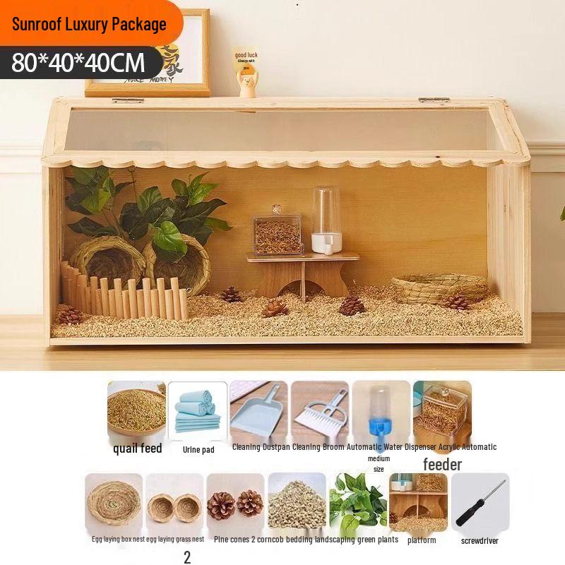 Luxury Wooden Cage for Guinea Fowl Chicks and Hamsters, Ideal for Breeding and Raising