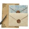 Letter set antique style beige envelope 3 sheets paper 10 seal marble gold foil embossed processing greeting card invitation birthday wedding