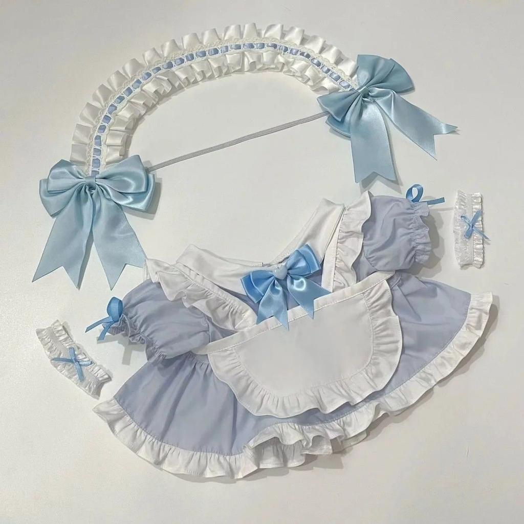 Vestiti per Bambole da 20 cm, Set Carino da Cameriera, Vestito in Peluche di Cotone per Bambole, Costume Kawaii per Peluche da 20 cm, Accessori Fatti a Mano per Bambole