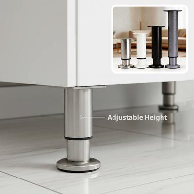 2Pcs Adjustable Stainless Steel Furniture Legs, Heavy Duty Cabinet Support Feet for Sofa Table Bed, Furniture Riser Hardware