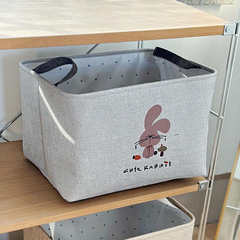Foldable Cartoon Linen Storage Basket for Toys and Clothes