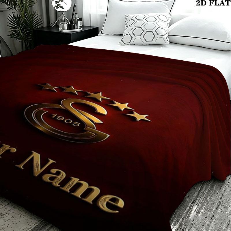 1PC Galatasaray S Custom Name Patterned Flannel Blanket Suitable For All Seasons for Home Decor Warmth and Comfort Gifts Holiday Present