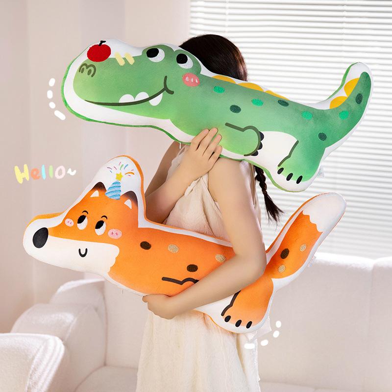 Cartoon Cute Crocodile Meal Rabbit White Goose Fox Lying Flat Series Pillow Plush Toy Doll Sofa Opposite Sex Pillow