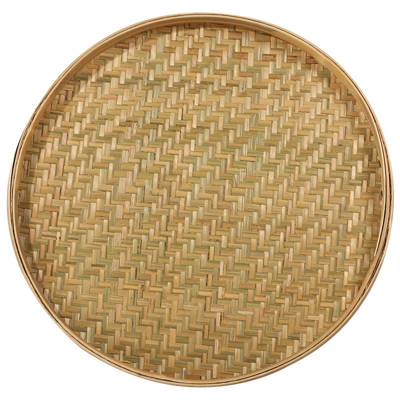 Bamboo Woven Drying Basket Farmhouse Green Round Sieve Tray