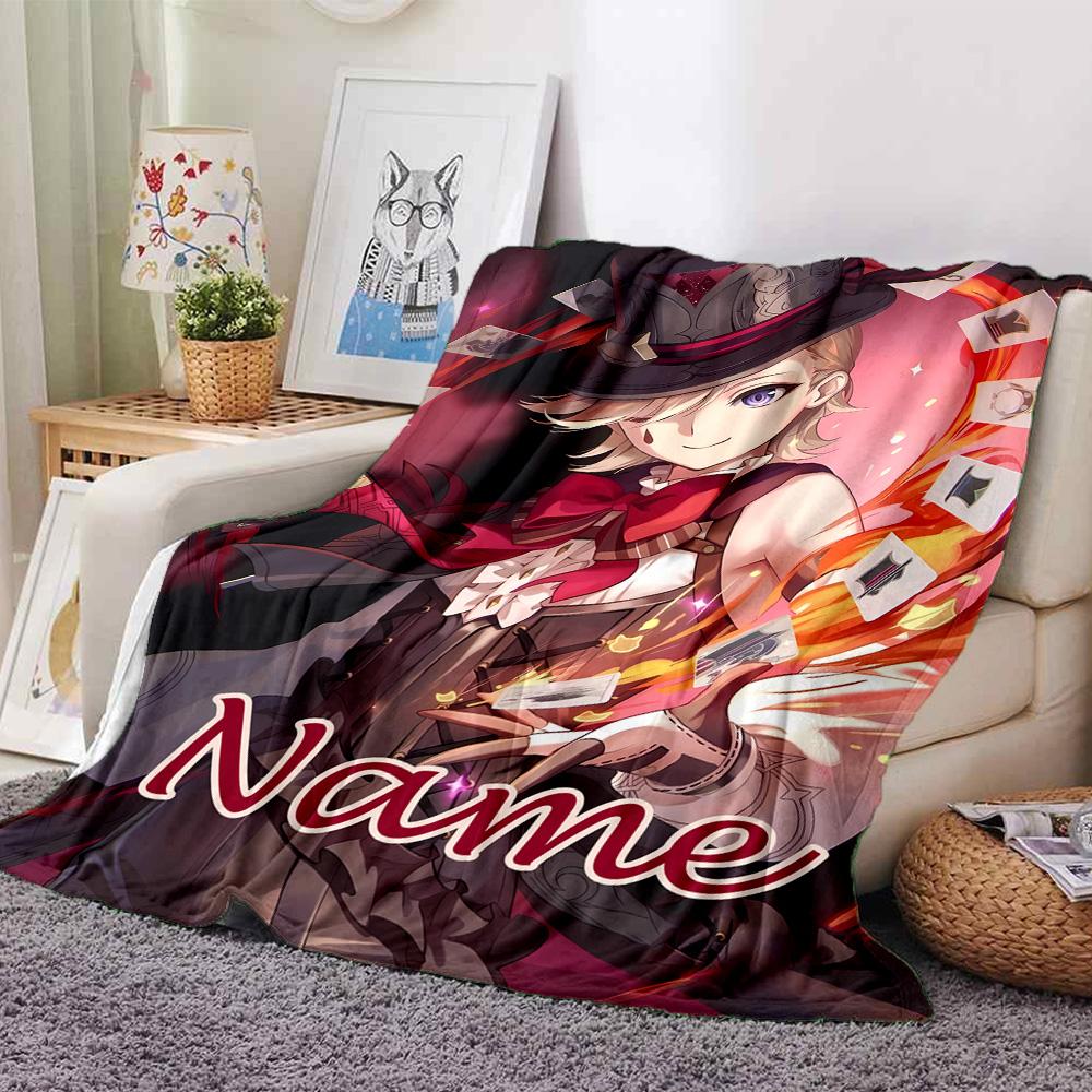 Customizable Genshin Impact5 Throw Blanket – Personalized Name, All-Season Cozy Snug Blanket, Machine Washable, Personalized Blanket