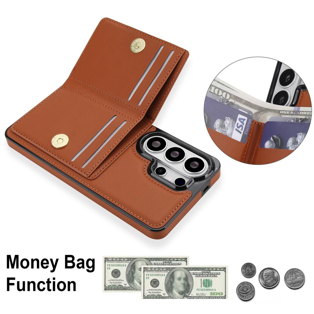 Ring Holder Vertical Card Solt Wallet Leather Case For Samsung S26 Ultra S25 Plus S24 S23 A16 A26 A36 Skin Feeling Stand Cover