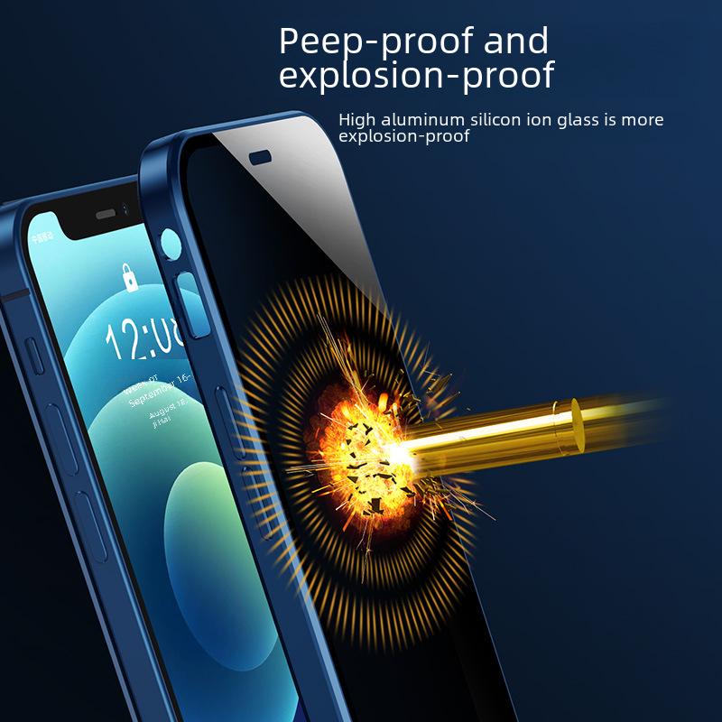Anti-Peep Magnetische Spiegelhülle für iPhone 13/14/15/16 Pro Max mit beidseitigem Glasschutz