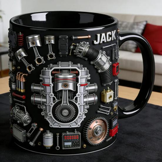 Mechanische Teile Kaffeetasse Keramik 325ml Industrielles Motor Design Tasse Wärmeübertragungs Muster Trinkgeschirr für Autoenthusiasten Ingenieure