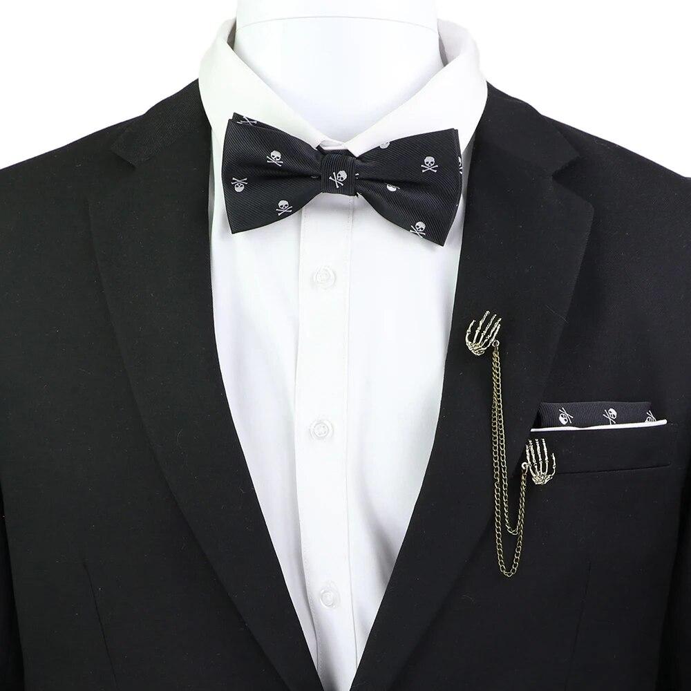 Набір краваток-метеликів, візерунок із зображенням черепа-дракона, чоловіки, платок із метеликами, брошка з китицями, весілля, вечірка на Хелловін,