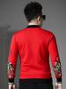 European Style New Year Sweater for Men, Round Neck, Bright Red Knitwear, 2025 Autumn and Winter New Long-Sleeve Base Shirt for Men