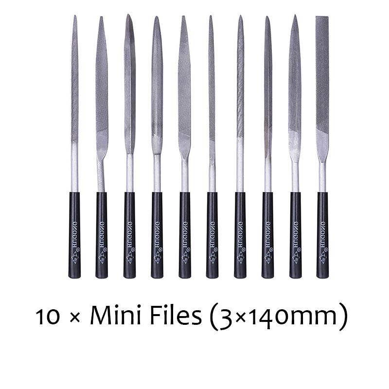 10-teiliges Präzisions-Mini-Feilen-Set mit doppeltem Schnitt - 140 mm Hochkohlenstoffstahl mit PVC-Griff Schmuck- & Uhrmacherwerkzeuge