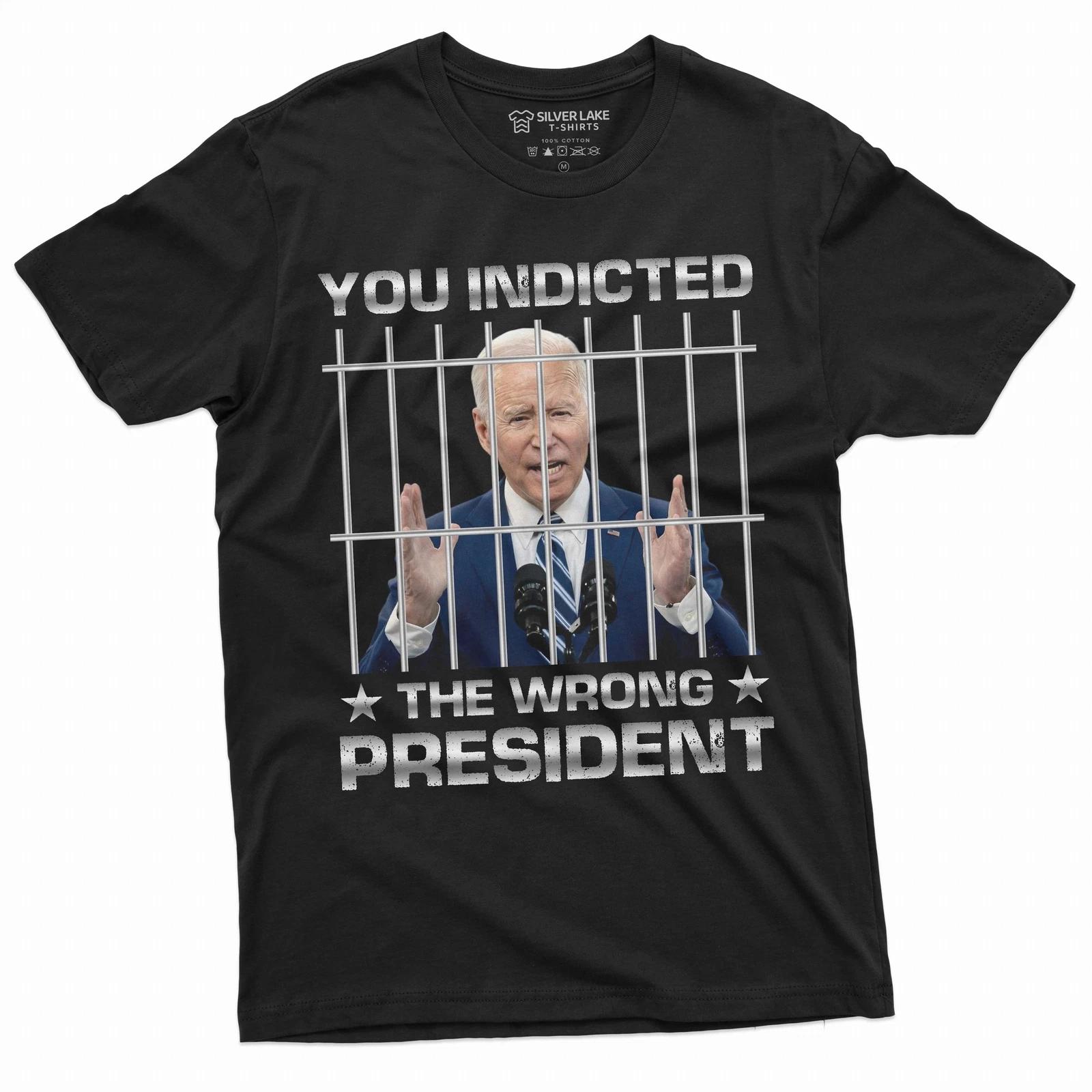 Men s Trump Support T-shirt You indicted the wrong president Anti-biden DJT Tee M