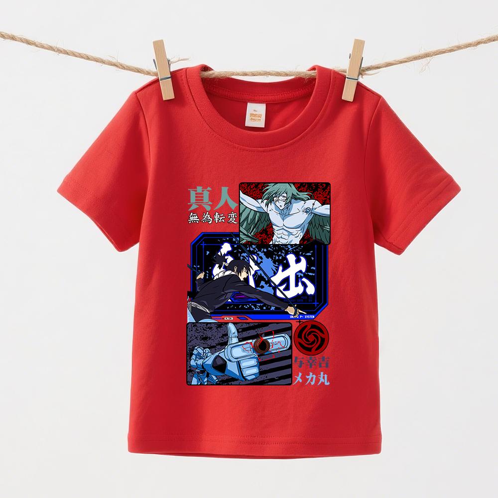 Jujutsu Kaisen Mechamaru Mahito Anime Print Kids Cotton T Shirt Boys Girls Short Sleeve Casual Top Comfortable Soft Wear 100