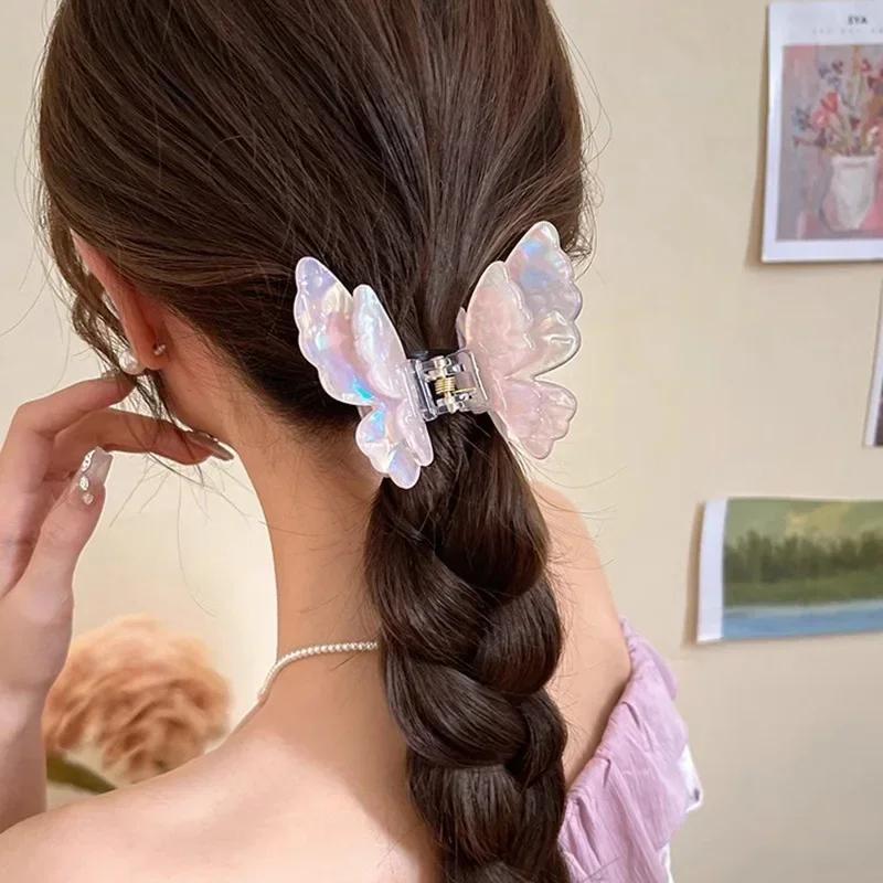 New Fairy Butterfly Hair Claw Acetate Crab Hair Clip Summer Sweet Princess Shark Clip for Women Girl Hairpin Hair Accessories