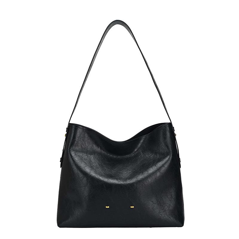 

Women s Large Capacity PU Crossbody Tote - Textured Solid Color, Versatile for Autumn/Winter Commute 39x10x29 cm чёрный