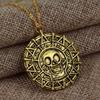 Pirates of The Caribbean Necklace Jack Sparrow Aztec Skeleton Skull Heads Pendant Coin Medallion Vintage Zircon Wholesale