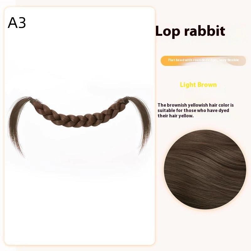 

Women s Synthetic Braided Hair Extension Wide Twist Fluffy Braided Headband Wig with Drooping Ears Hair Clip for Quick Change