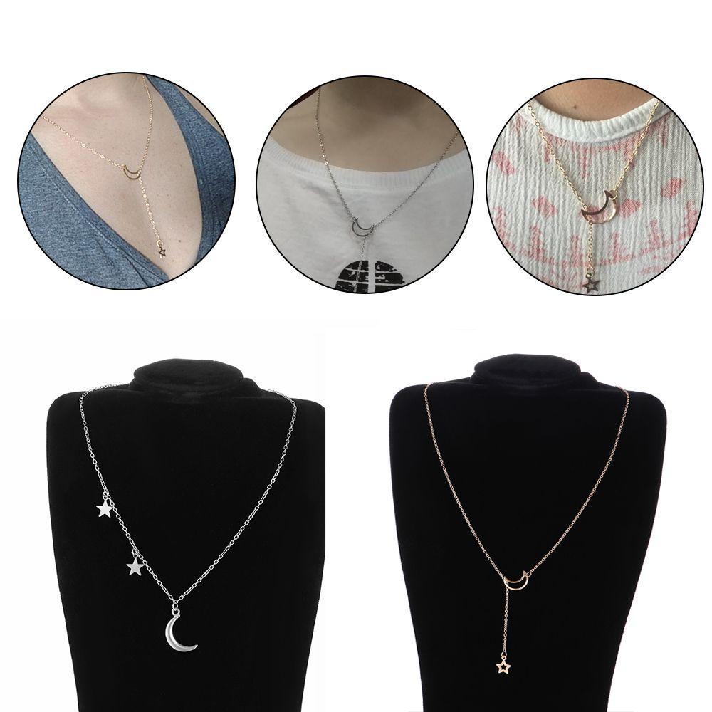 

Fashion Collar Jewelry Gift Moon Star Pendant Women s Choker Necklace Gold Silver