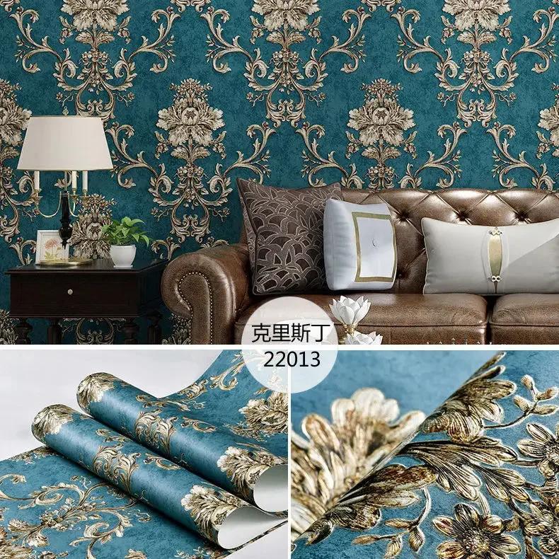 Zesílené samolepky na zeď v evropském stylu 3D do obývacího pokoje Samolepicí domácí dekorace Netkané tapety Tapeta na pozadí do ložnice