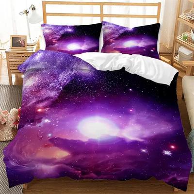 Galaxy Duvet Cover Planet Bedding Set Microfiber Outer Space Theme Starry Sky Comforter Cover Twin Full King For Girls Boys Teen