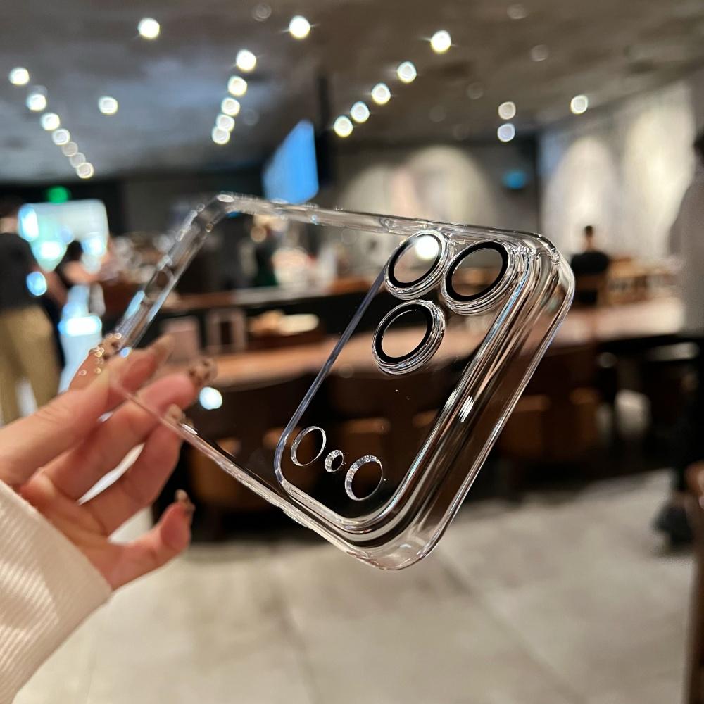 Ultra-Thin Hard Clear Lens Glass Case For iPhone 17 Air 16 15 14 13 12 Pro Max Plus Slim Crystal HD Slim Not-Yellowing PC Cover