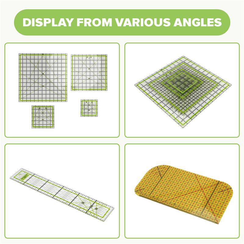 M-Modern-6 PCS Quilting Ruler Square Acrylic Quilting Ruler Fabric Cutting Ruler Transparent Marker Acrylic Ironing Ruler