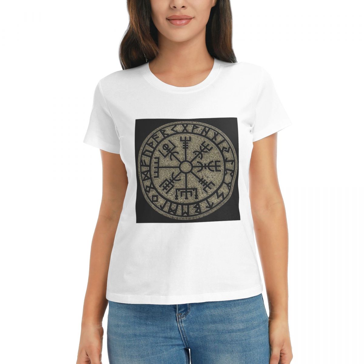 

Women TShirt Vegvisir Viking Compass Norse Symbol Protection Nordic Summer Tees ONeck T Shirts Clothes Tops Streetwear S