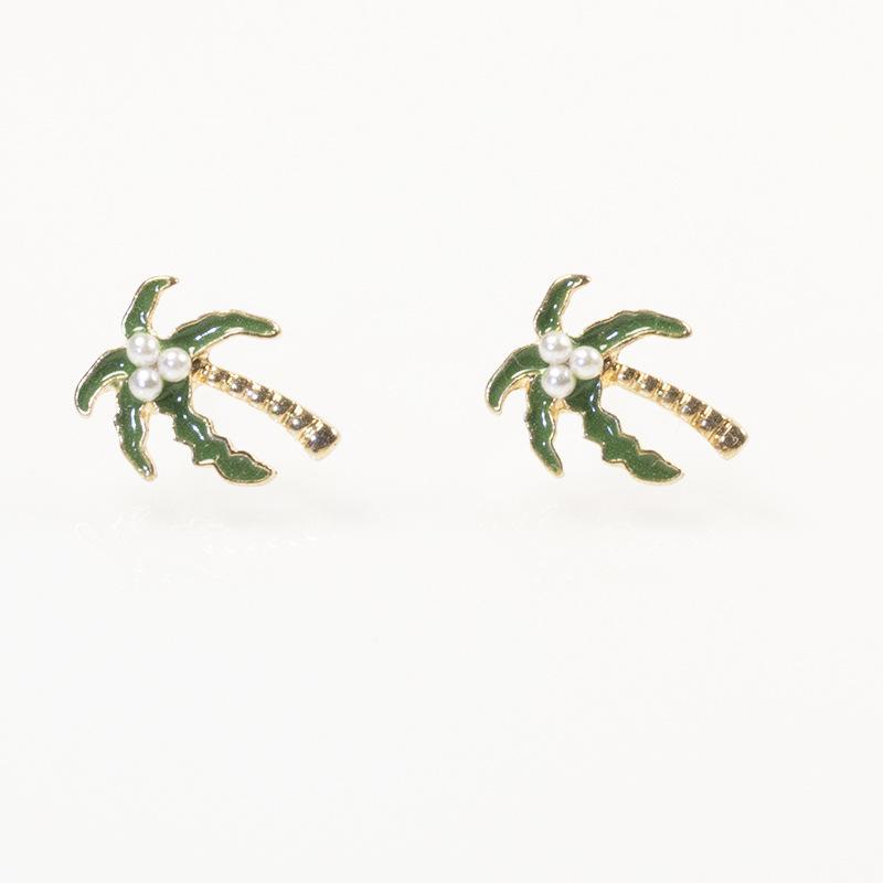 Серьги Silver Needle Bohemian Vacation Wind Coconut Tree Oil Drop Earrings Baroque Pearl Stud Earrings Женские серьги