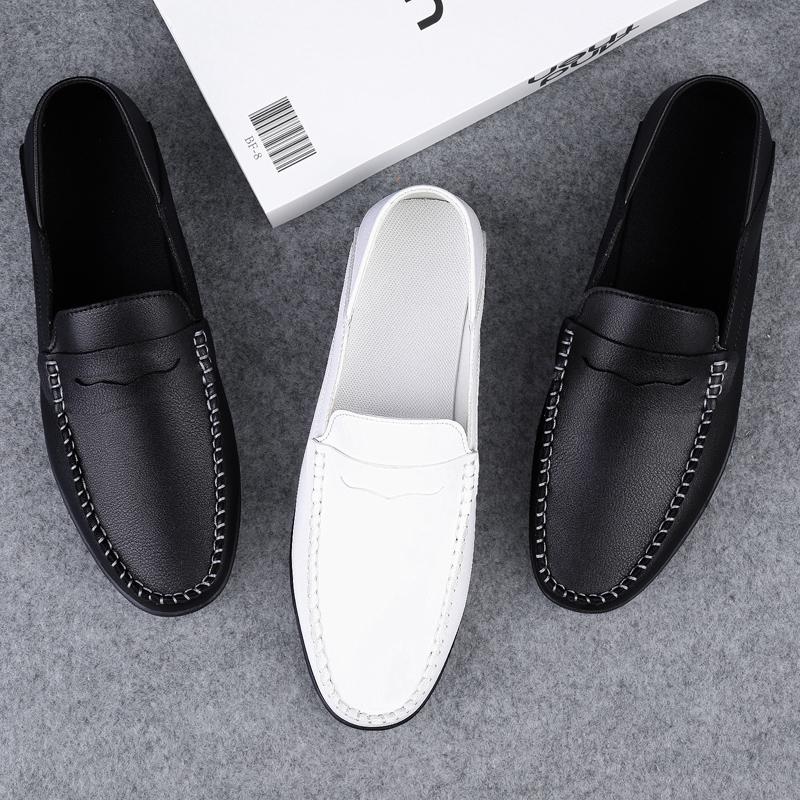 Fashion Summer Man Loafers Wedding Dress White Driving Moccasins Footwear Men Casual Shoes Split Leather Slip On Lightweight Male Shoes