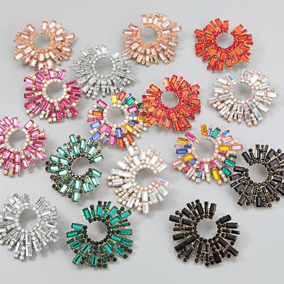 Alloy Diamond Rhinestone Sunflower Earrings Women'S Super Trendy Dinner Earrings Earrings