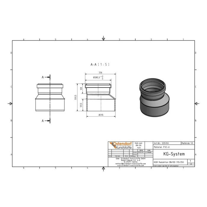 KGR DN/OD 315/250 Reduction for Sanitation