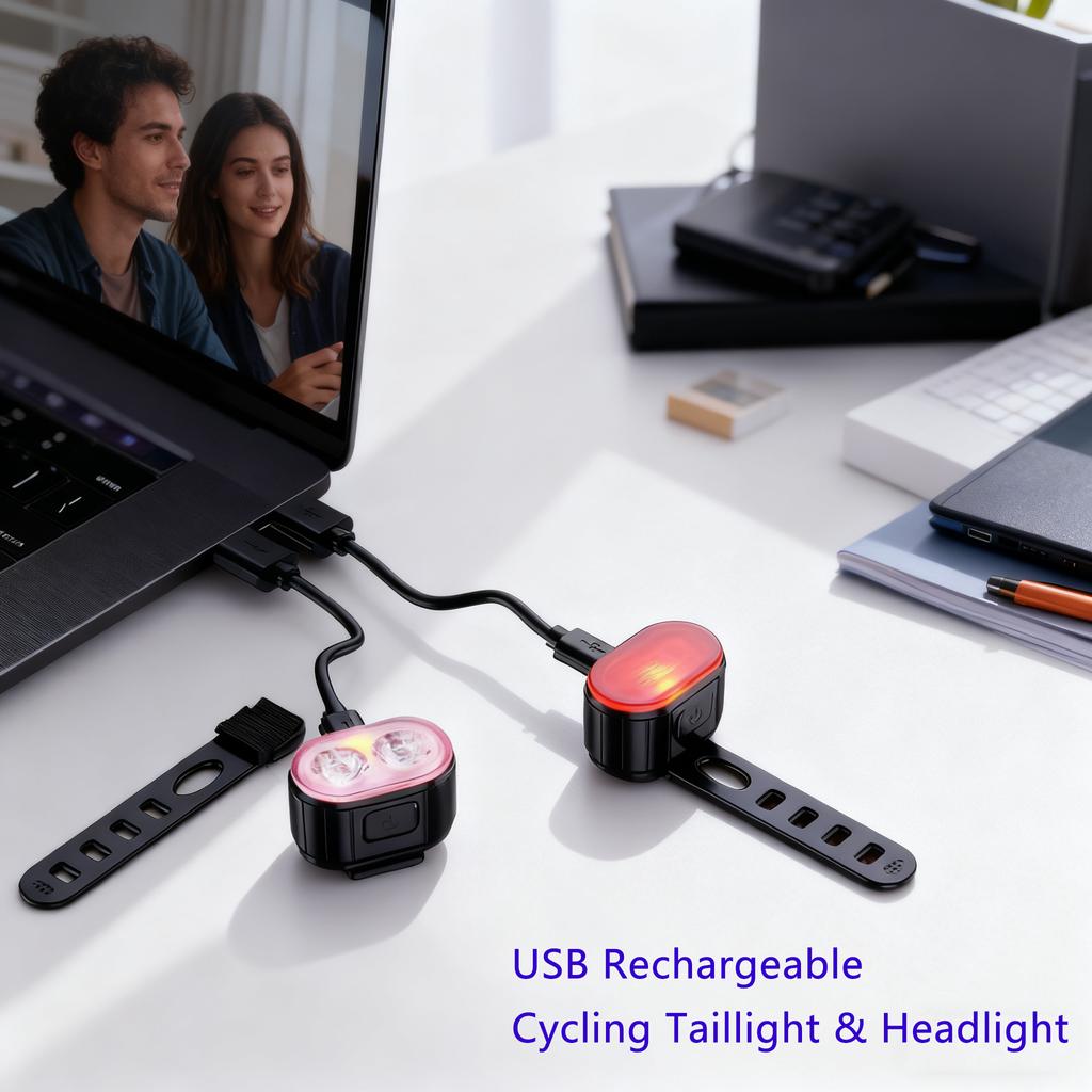 Front Rear Bike Lights Rechargeable Bicycle Cycling USB Flashlight for Bicycle Lighting Front/Rear/Set Bike Lantern Accessories