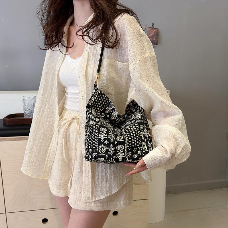 Tooxika New Large Capacity Floral Fabric Handbag New Chinese Style All-match Simple Fashion Small Fresh Shoulder Bag