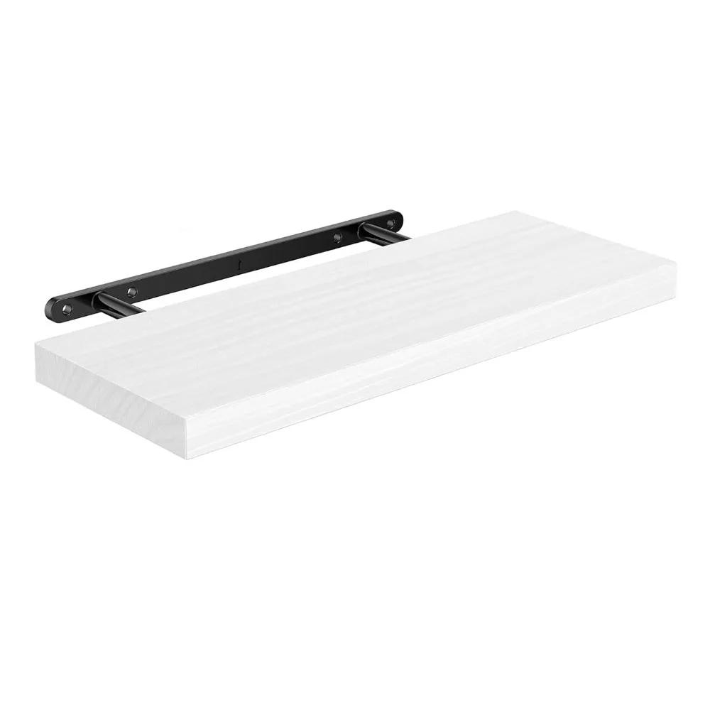 1pc Wall Mounted Floating Shelves Wooden Thicker Storage Shelf Multi Functional Deeper Bathroom Shelves