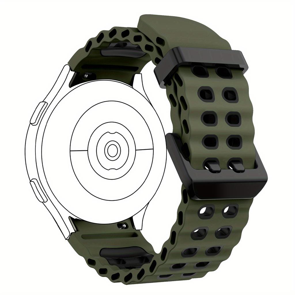 Dual-Tone Silicone Watch Strap For Samsung Galaxy Watch 7/6/5/4/FE - 40mm & 44mm Breathable Quick-Release Buckle Watch Strap