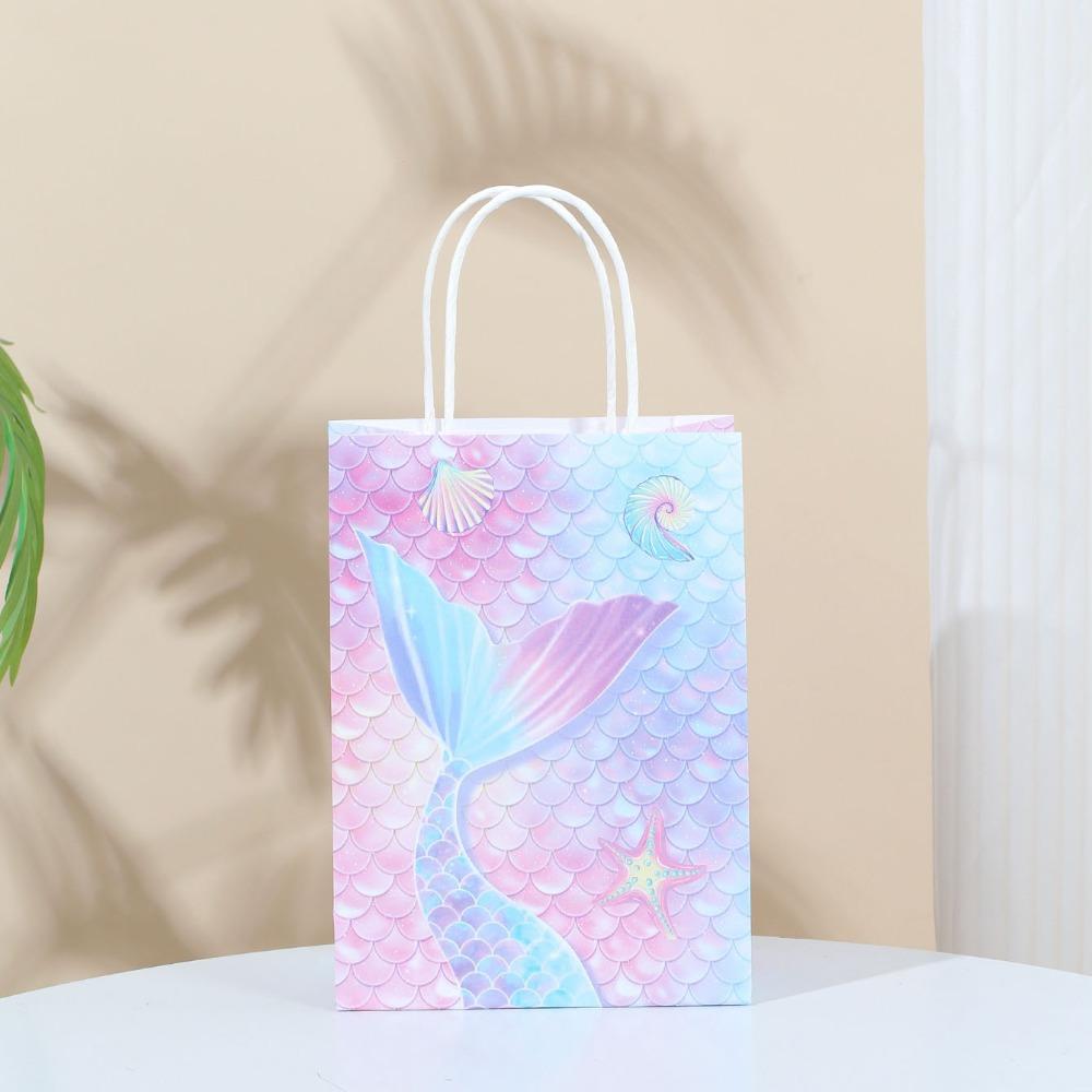 15pcs Mermaid Gift Bags Mermaids Theme Party Favor Bags Goodie Treat Bags with Handle Gift Wrap Bags Mermaids Themed Decorations Summer Gift Bags