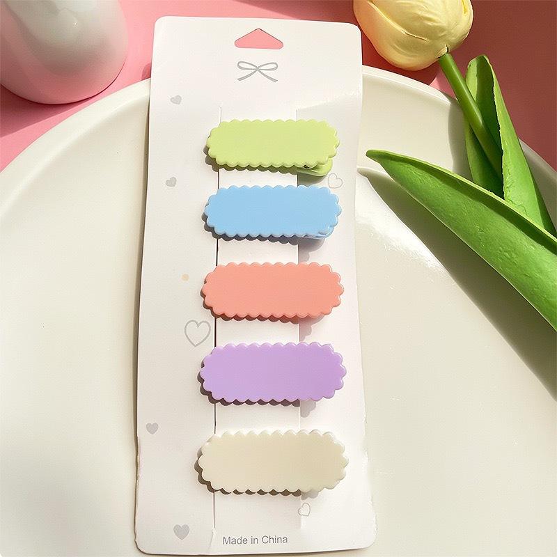 Simple Glossy Candy Color Plastic Two-End Round Lace Oval Wave Clip U-Shaped Wave DIY Handmade Hair Clip Material