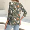 Women's Fashion Casual Print Button-down Shirt 3/4  Sleeve Tops