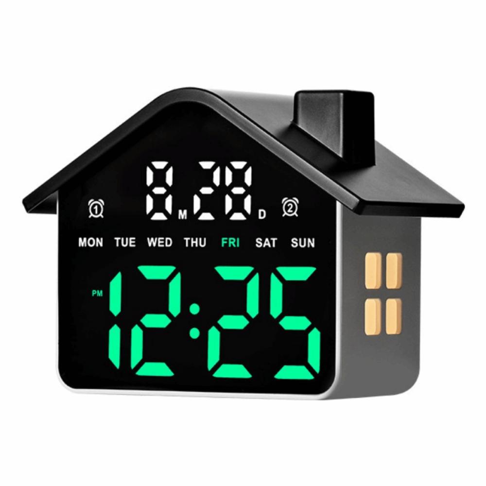Night Light Electronic Clock Minimalist Digital Table Clock LED Alarm Clock Table Clock black and green