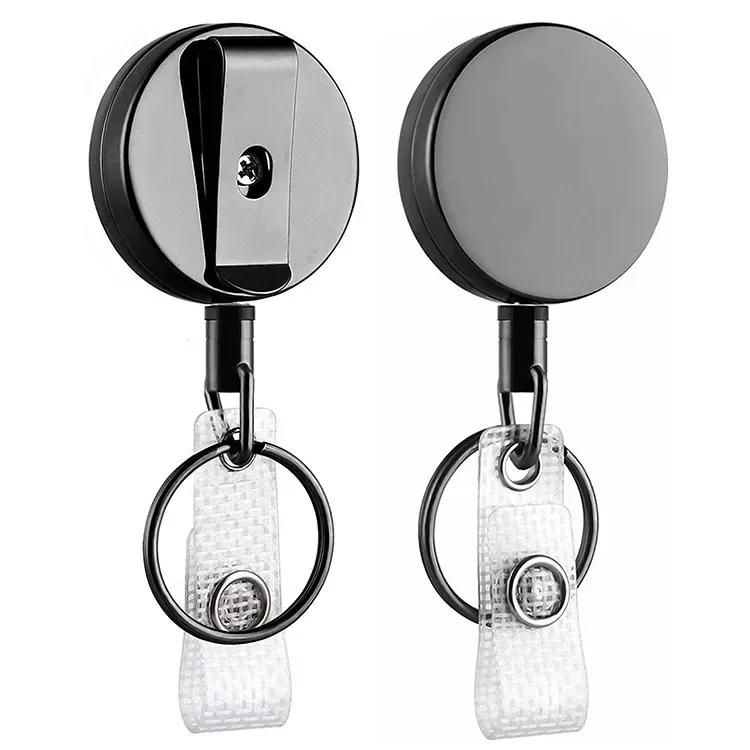 1pcs Retractable Badge Reel ID Card Lanyard Name Tag Metal Key Chain Ring Belt Clip Pull Keyring Id Badge Holder Badge Clip