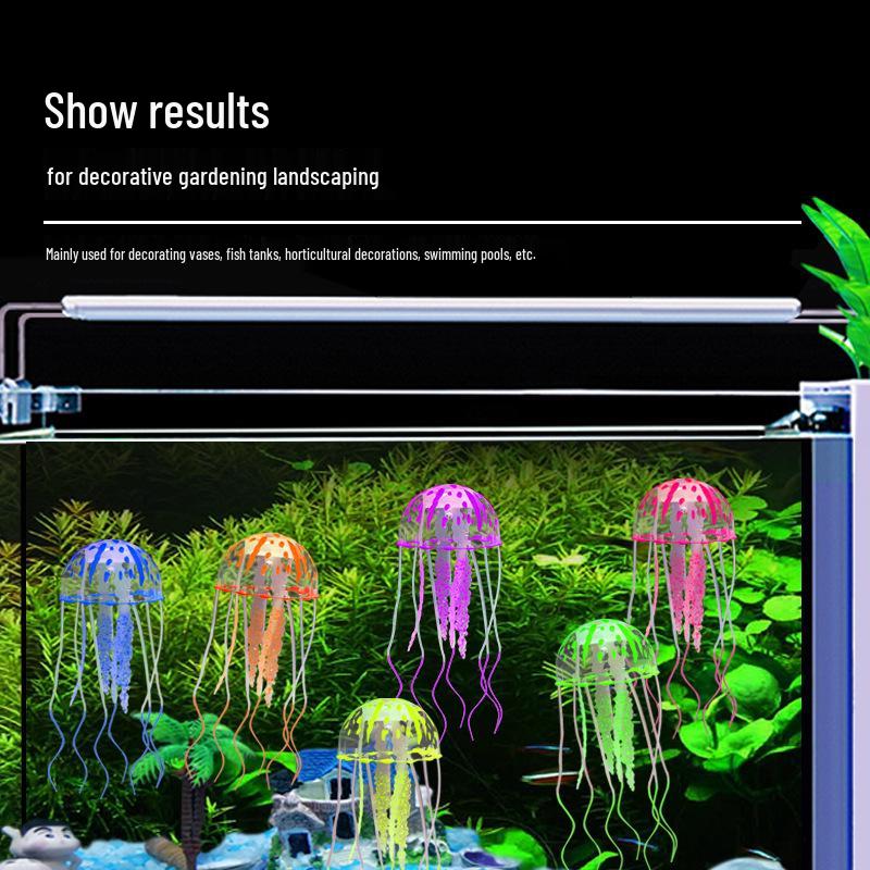 Fluorescent Silicone Jellyfish Decorations for Fish Tanks - Small, Medium, Large Sizes Available