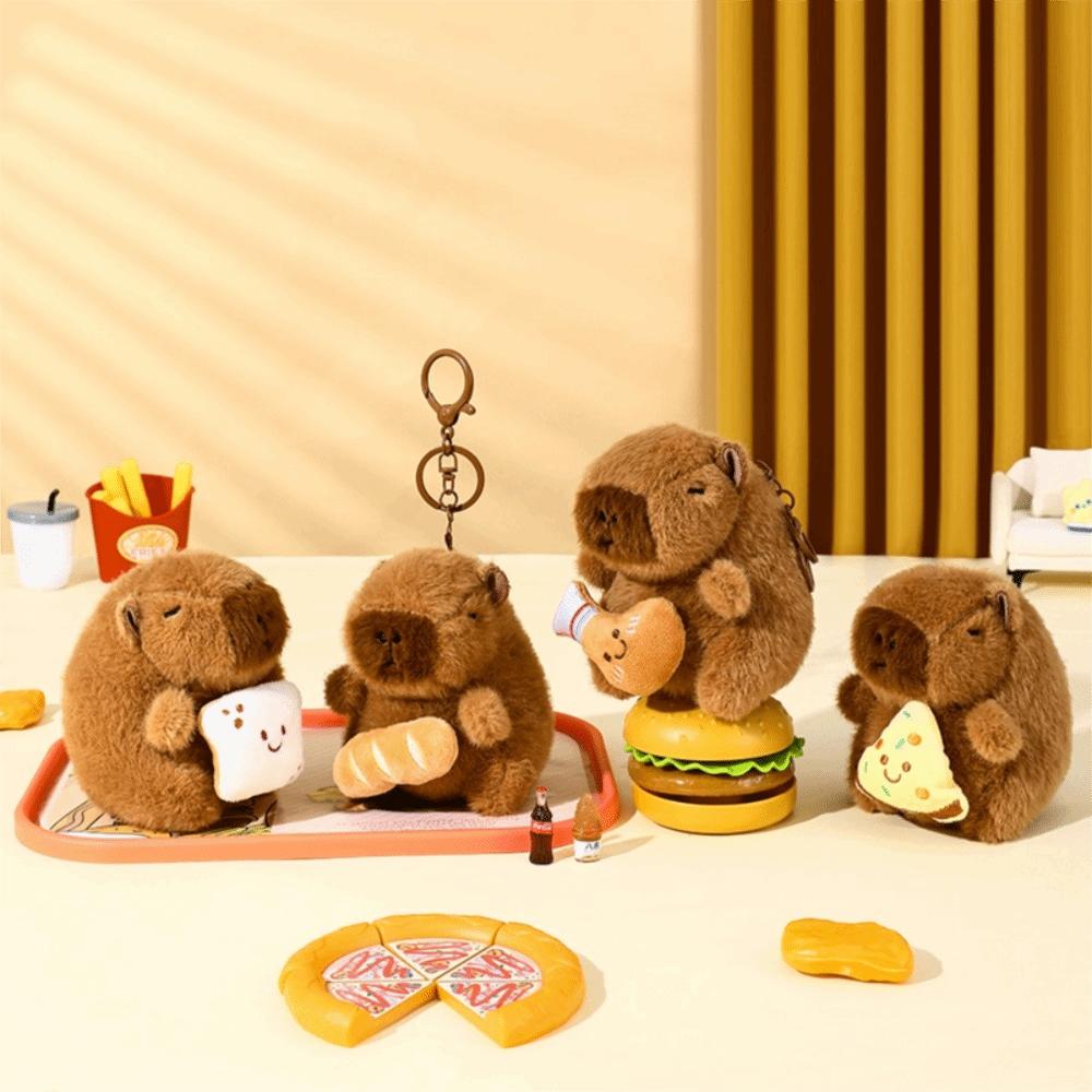 Cute Capybara Key Pendant Stuffed Animals Plush Doll Lovely Capybara Keychain  School Bag Pendant