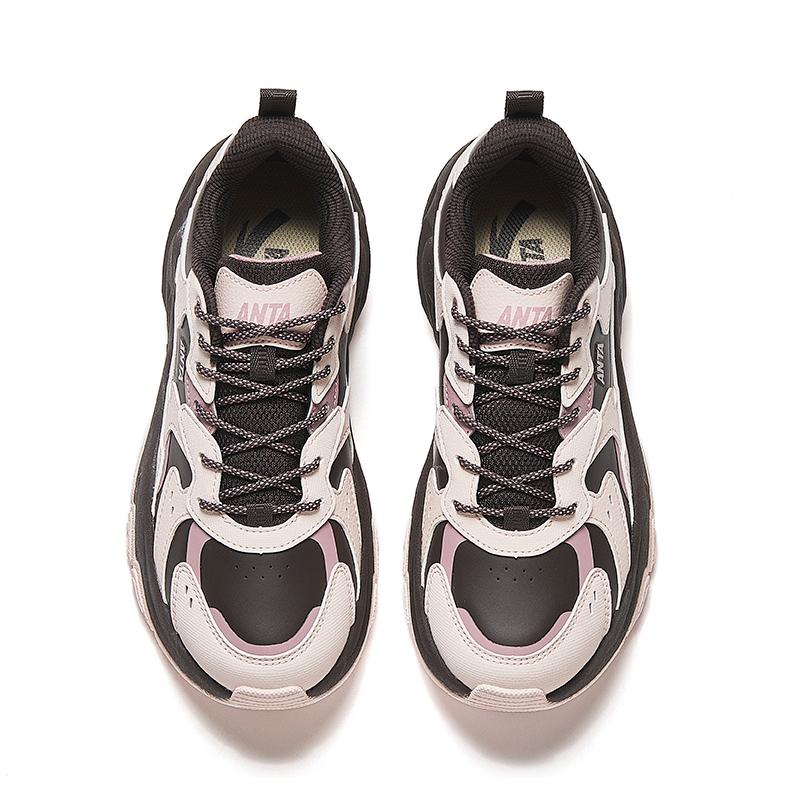 Anta Starry Sea 2.0 Cushioning Abrasion Resistant Breathable Lightweight Low Top Chunky Sneakers Women's Black Pink 922538839-6