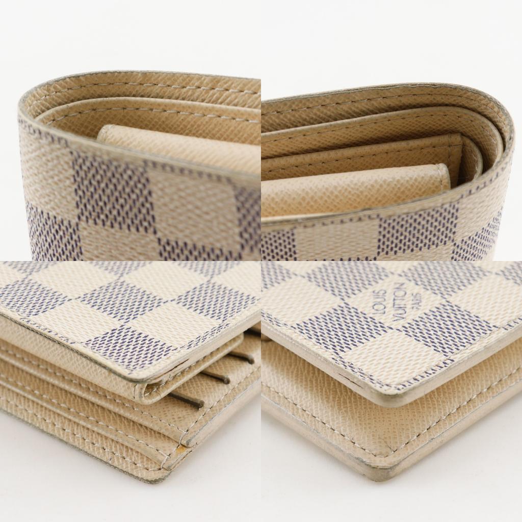 Louis Vuitton Portefeiulle Marco Bi-Fold Wallet N60018 White Damier Azur Canvas Unisex Used