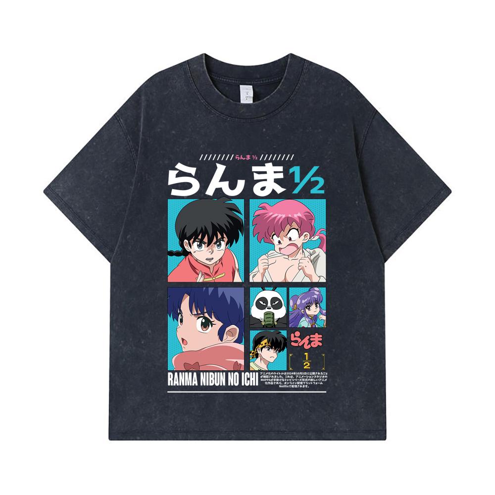 275 GSM Washed T-shirts 100% Cotton Ranma 12 V1 Print Unisex Heavy Cotton T Shirt