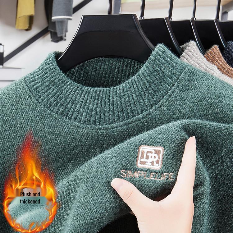 Men s Chenille Crew Neck Hoodie: Winter Style, Plus Velvet, Thick Warm, Skin-Friendly Base Layer Sweater. 3XL