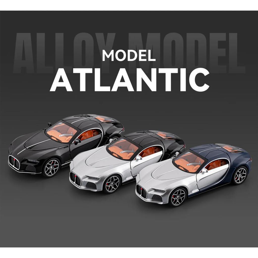1/32 Bugatti Atlantic Alloy Sports Car Model Diecast Metal Racing Vehicles Car Model Sound and Light Simulation Collection Kids Toy Gift